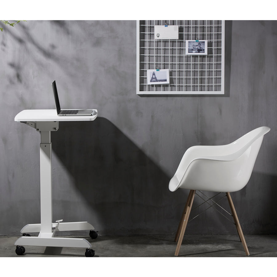 Mesa para laptop ajustável em altura com rodas Mesa de pé Elevador a gás Altura ajustável até um máximo de 113 cm 30 graus Inclinável Carregável até 8 kg