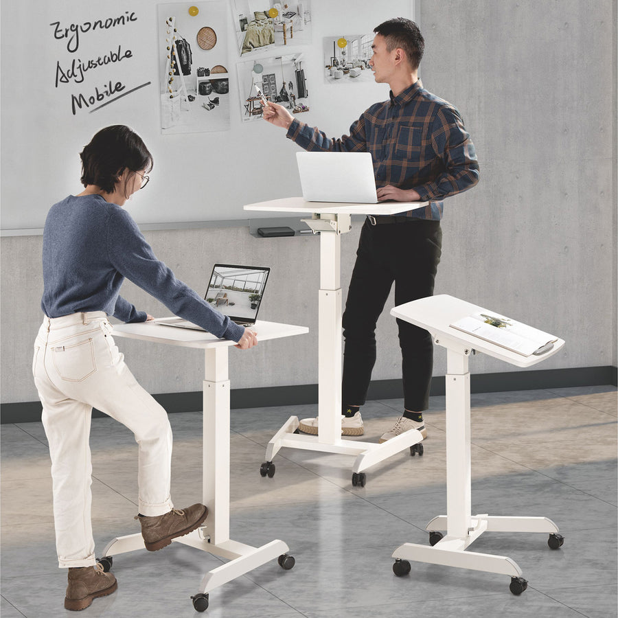 Mesa para laptop ajustável em altura com rodas Mesa de pé Elevador a gás Altura ajustável até um máximo de 113 cm 30 graus Inclinável Carregável até 8 kg
