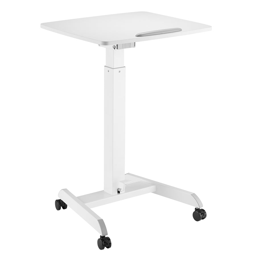 Mesa para laptop ajustável em altura com rodas Mesa de pé Elevador a gás Altura ajustável até um máximo de 113 cm 30 graus Inclinável Carregável até 8 kg