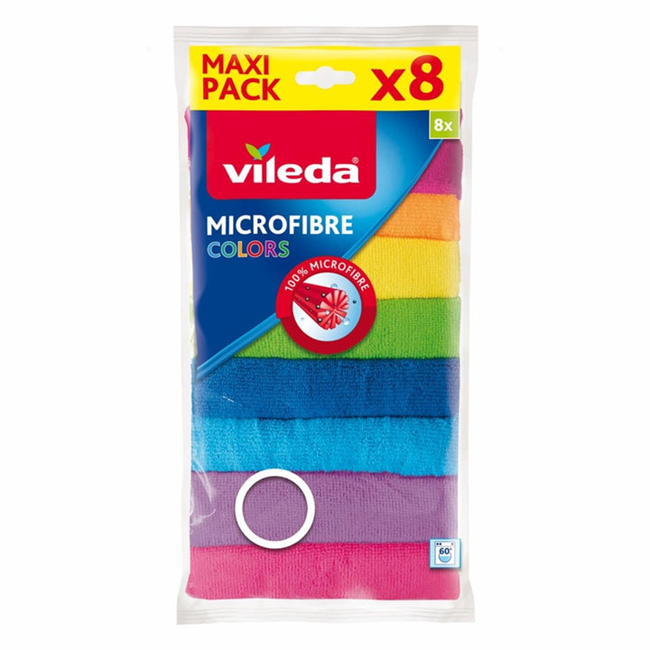 Vileda - Conjunto de 8 panos de microfibra em diversas cores, 30 x 30 cm, 8 unidades