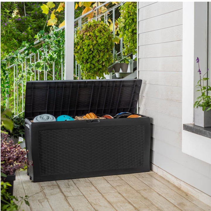 Keter Samoa Caixa de jardim em rattan 270L antracite Keter