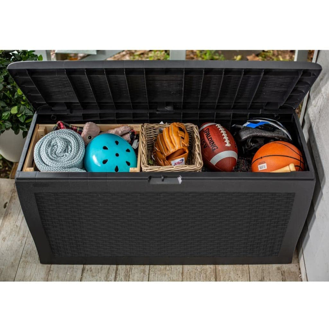 Keter Samoa Caixa de jardim em rattan 270L antracite Keter