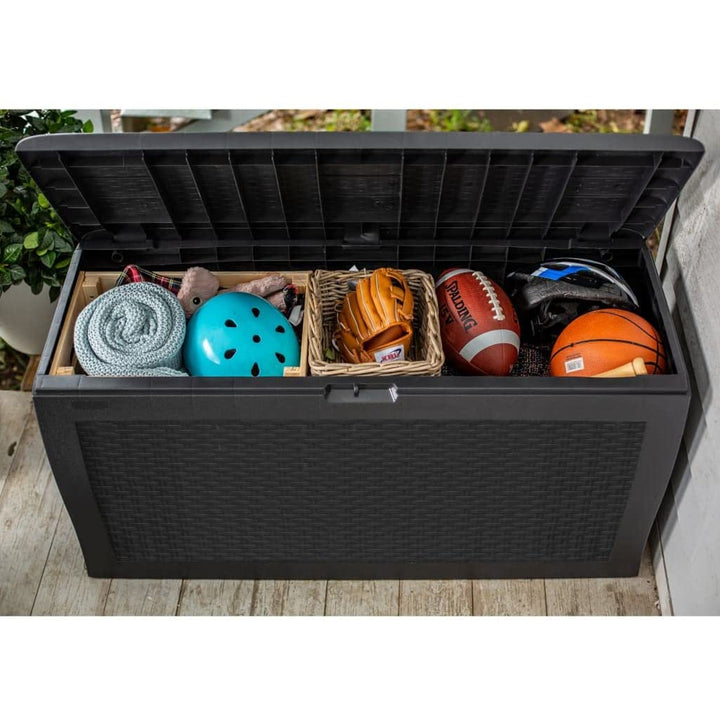 Keter Samoa Caixa de jardim em rattan 270L antracite Keter