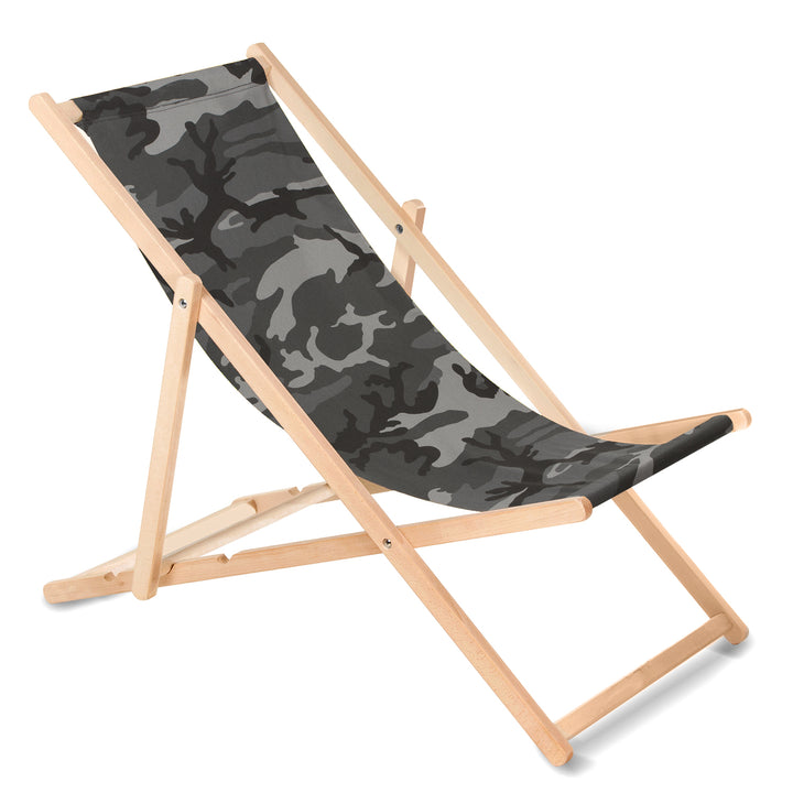 Tumbona de madera de haya gris camuflaje GreenBlue GB183