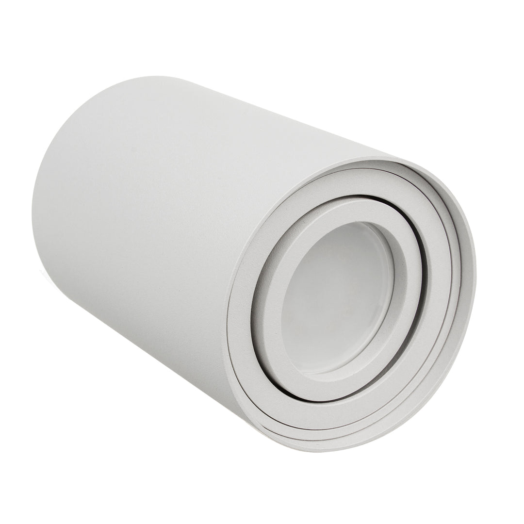 Foco de techo orientable con casquillo GU10 para lámparas LED y halógenas hasta 40W para montaje en superficie, blanco, 80x115mm, aluminio MCE422 W