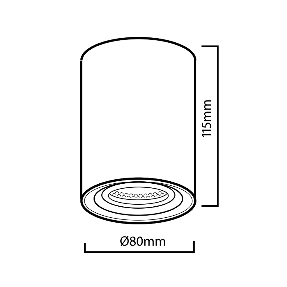 Foco de techo orientable con casquillo GU10 para lámparas LED y halógenas hasta 40W para montaje en superficie, blanco, 80x115mm, aluminio MCE422 W