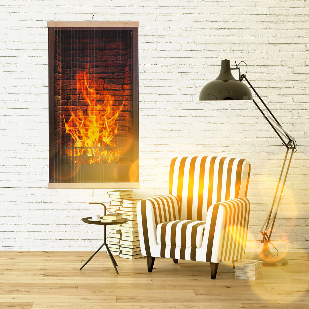 Estufa de infrarrojos - Panel calefactor flexible 430W con regulador TRIO Diseño 1 Chimenea, Dimensiones 100x57cm