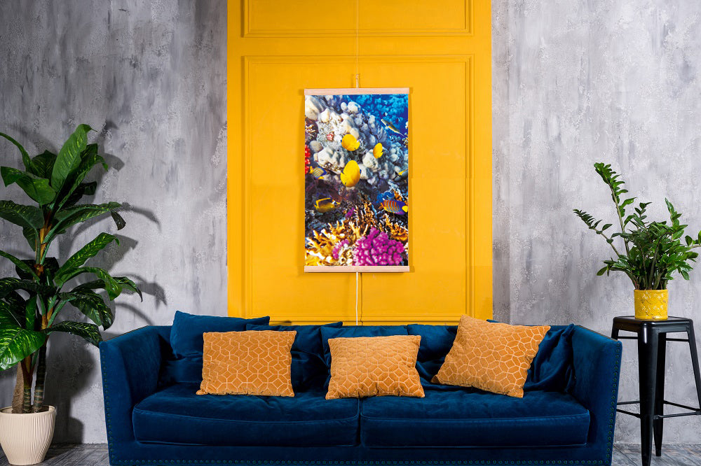 Calefactor infrarrojo - Panel calefactor flexible 430W con regulador TRIO Diseño 6 Arrecife de coral, Dimensiones 100x57cm