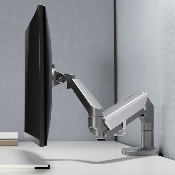 Soporte de monitor con muelle de gas Soporte de mesa Brazo de monitor Giratorio Inclinable Gira 13"-32" hasta 9kg VESA 75x75 100x100 (Gris)
