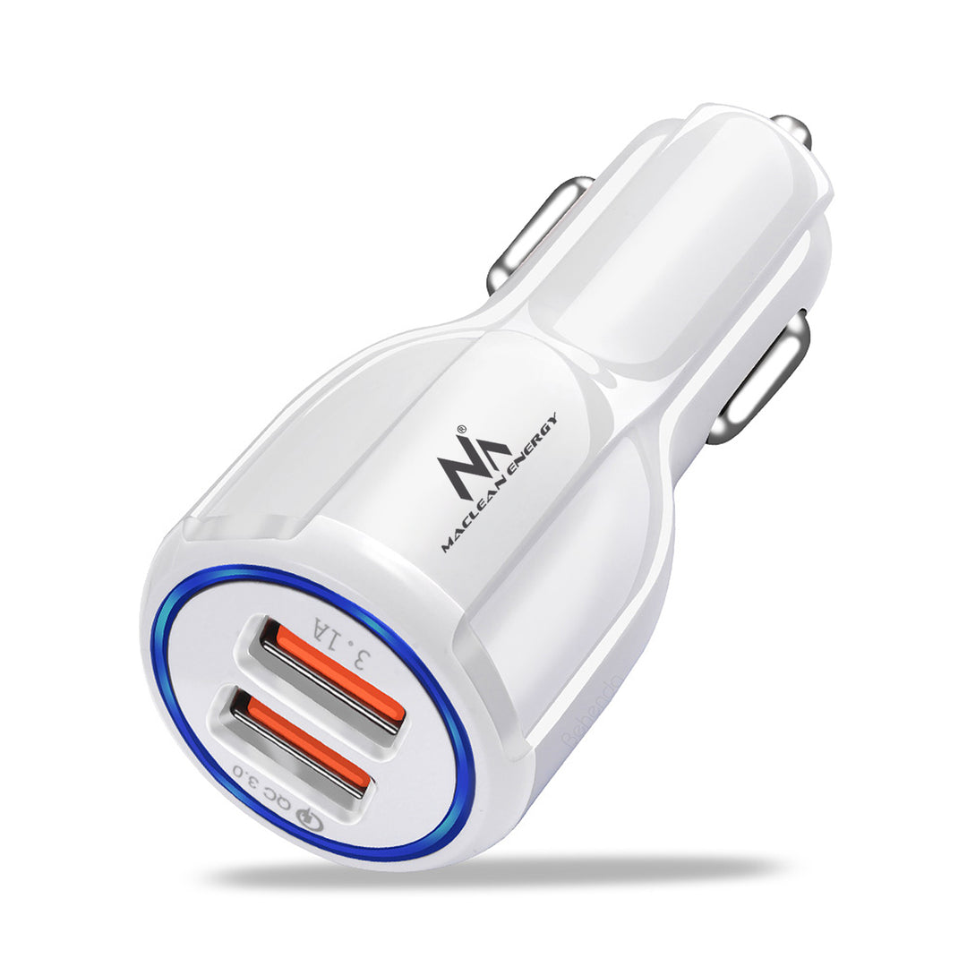 Carregador USB de 2 slots, isqueiro 12-24V, carga rápida 3.0, carro 1xQC3.0 5V/3A, 9V/1.8A, 12V/1.6A 1x 5V/3.1A, carregador de celular para carro