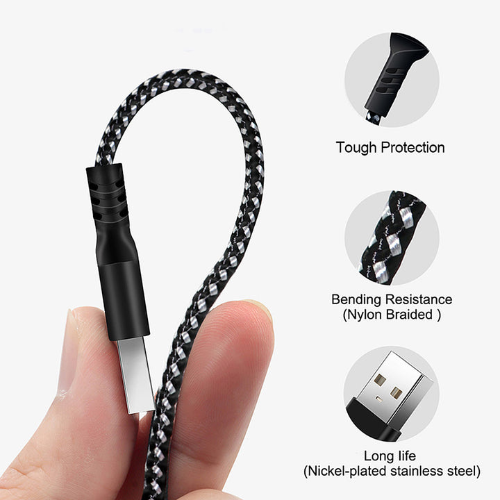 Cabo USB para MicroUSB, Cabo de carregamento 1m, Carregamento rápido, Cabo de dados 5V/2,4A, Cabo de carregamento rápido, Cabo de conexão trançado de nylon de alta velocidade, Transmissão de dados (MicroUSB)