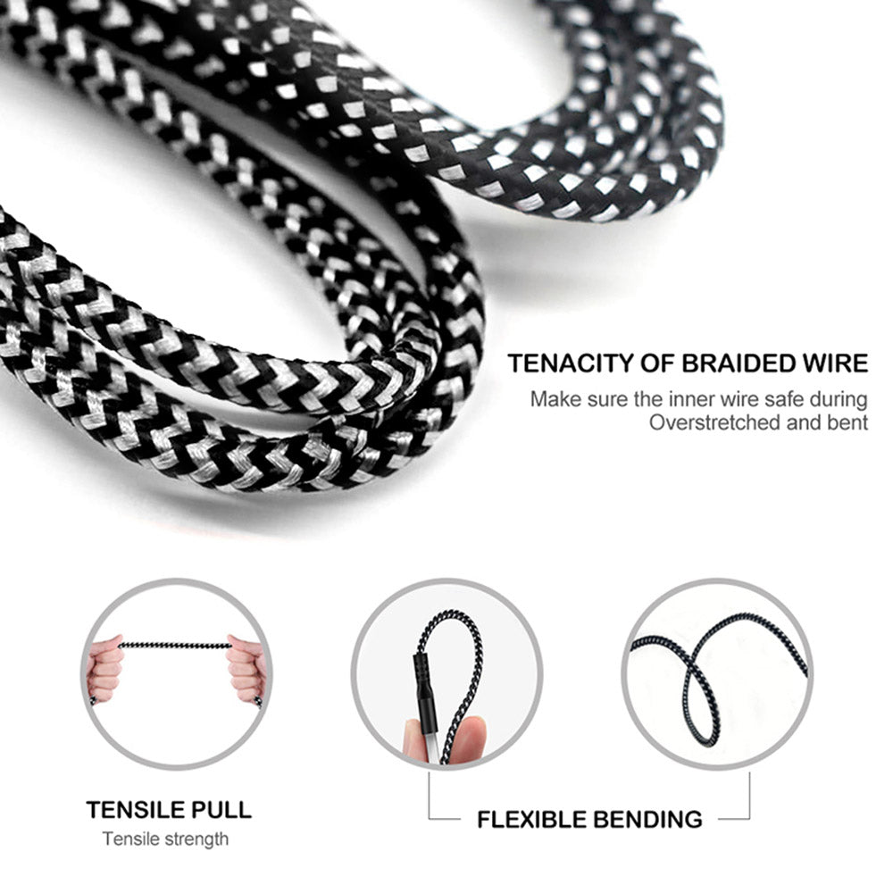 Cabo USB para MicroUSB, Cabo de carregamento 1m, Carregamento rápido, Cabo de dados 5V/2,4A, Cabo de carregamento rápido, Cabo de conexão trançado de nylon de alta velocidade, Transmissão de dados (MicroUSB)
