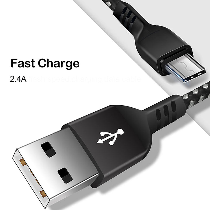 Cabo USB para MicroUSB, Cabo de carregamento 1m, Carregamento rápido, Cabo de dados 5V/2,4A, Cabo de carregamento rápido, Cabo de conexão trançado de nylon de alta velocidade, Transmissão de dados (MicroUSB)