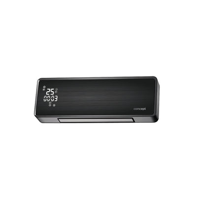 Calefactor de pared de cerámica con mando a distancia, pantalla LED, ventilador de pared, temporizador, función de ventilador, oscilación de 2000 W, hasta 20 m2, color negroConcept QH4001