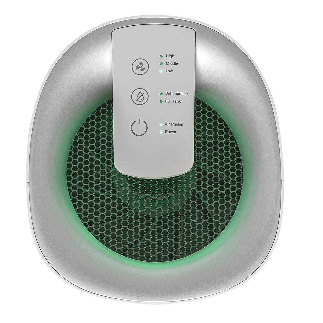 Concept Perfect Air OV1200 Deshumidificador y purificador de aire 2 en 1 750 ml / día para habitaciones de hasta 25m2, filtración de 3 etapas, purificador de aire de habitación con filtro de carbón Hepa 13 1L (blanco)