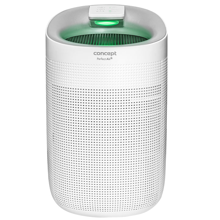 Concept Perfect Air OV1200 Deshumidificador y purificador de aire 2 en 1 750 ml / día para habitaciones de hasta 25m2, filtración de 3 etapas, purificador de aire de habitación con filtro de carbón Hepa 13 1L (blanco)