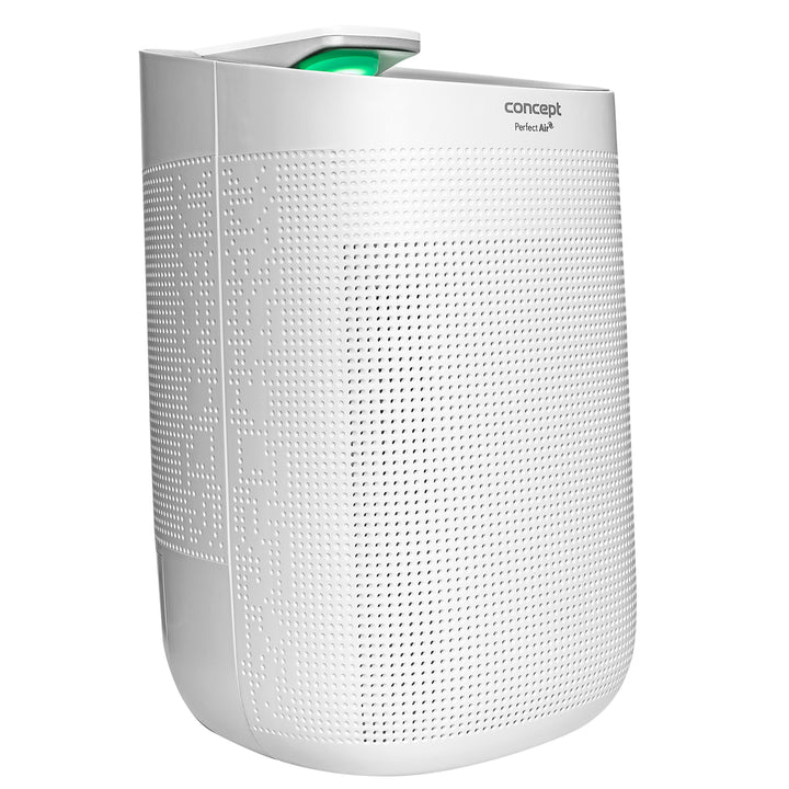 Concept Perfect Air OV1200 Deshumidificador y purificador de aire 2 en 1 750 ml / día para habitaciones de hasta 25m2, filtración de 3 etapas, purificador de aire de habitación con filtro de carbón Hepa 13 1L (blanco)