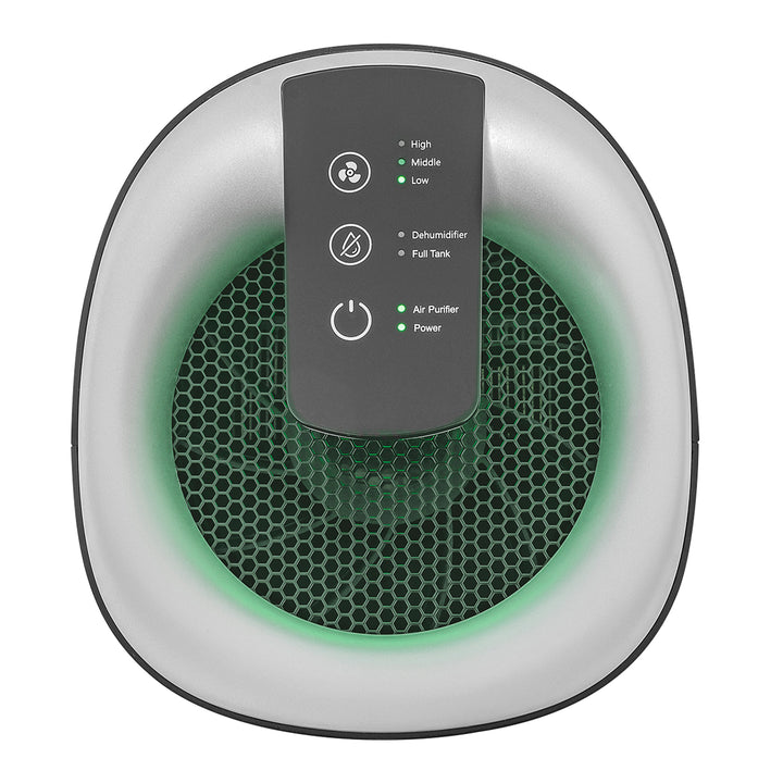 Perfect Air OV1210 Deshumidificador y purificador de aire 2 en 1 750 ml / día para habitaciones de hasta 25m2, filtración de 3 etapas, purificador de aire de habitación con filtro de carbón Hepa 13 1L (negro)