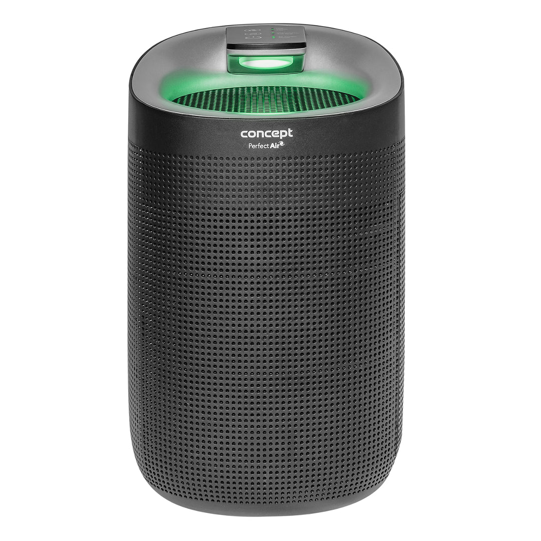 Perfect Air OV1210 Deshumidificador y purificador de aire 2 en 1 750 ml / día para habitaciones de hasta 25m2, filtración de 3 etapas, purificador de aire de habitación con filtro de carbón Hepa 13 1L (negro)