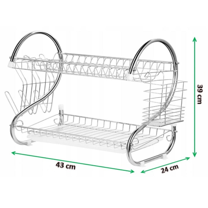 Secador de pratos de duas camadas Maestro MR-1025-43 Bandeja removível