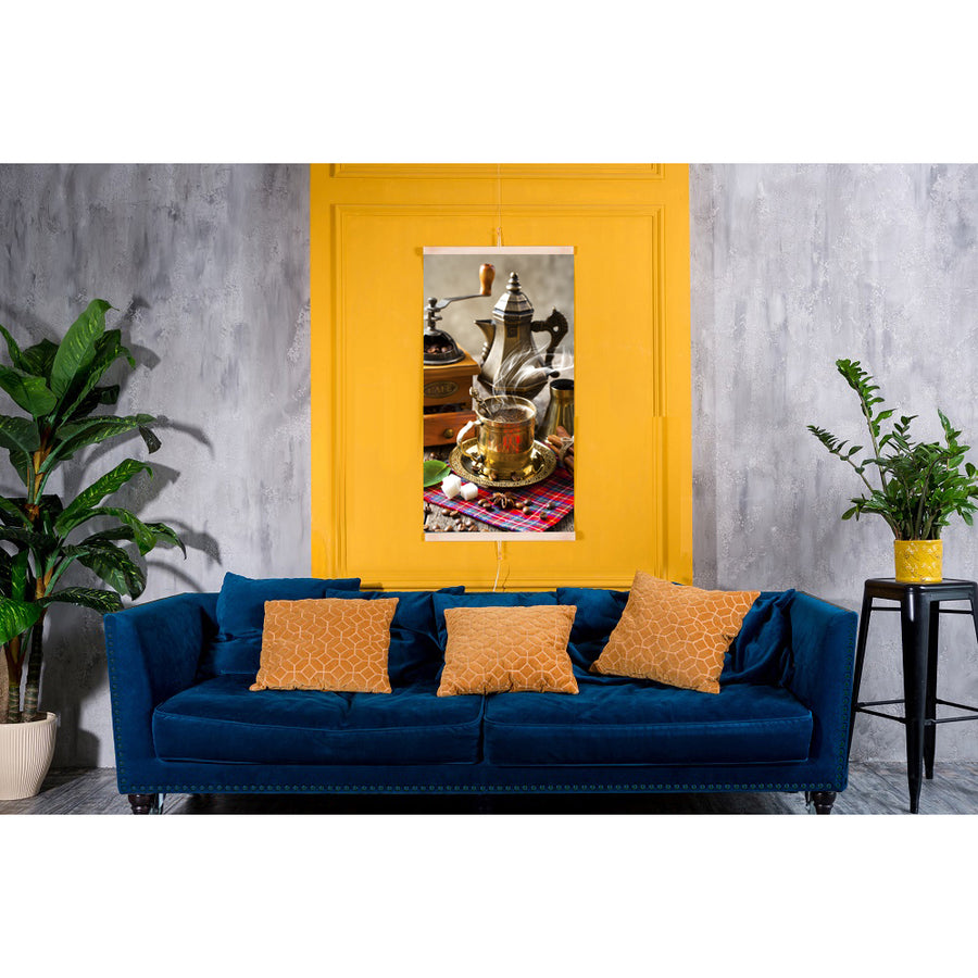 Painel de aquecimento infravermelho flexível de 430 W com regulador TRIO, design 5 café, dimensões 100x57 cm