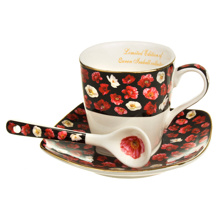 Conjunto de porcelana expresso para duas pessoas, xícaras com pires e colher, ideia de presente 2 x 80 ml