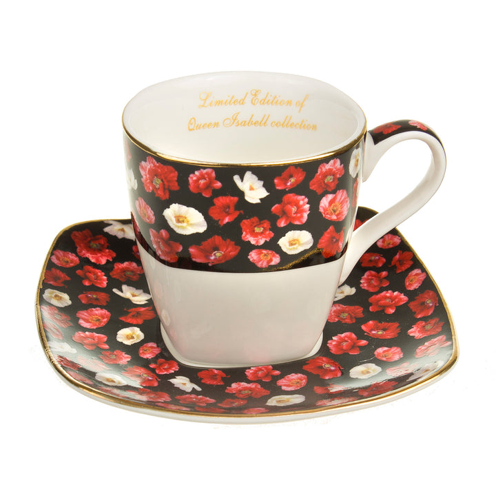 Conjunto de porcelana expresso para duas pessoas, xícaras com pires e colher, ideia de presente 2 x 80 ml