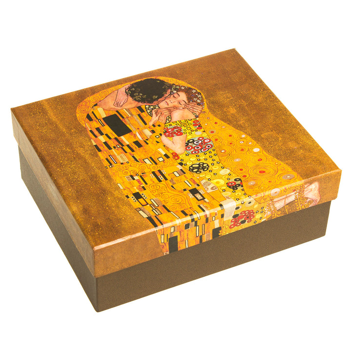 Conjunto de xícara de café em porcelana para duas pessoas, com pires e colher, design Klimt Kiss