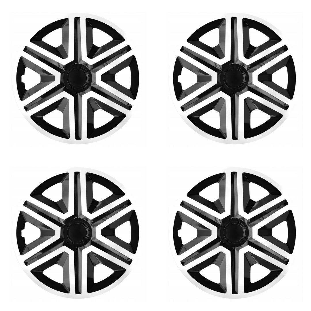 Conjunto de calota 16 "ACTION Doublecolor branco / preto 4 peças para RENAULT SKODA VW TOYOTA OPEL FIAT