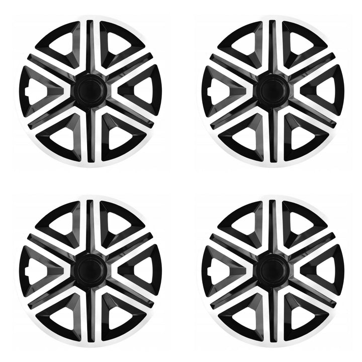 Conjunto de calota 16 "ACTION Doublecolor branco / preto 4 peças para RENAULT SKODA VW TOYOTA OPEL FIAT