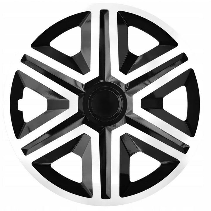 Conjunto de calota 16 "ACTION Doublecolor branco / preto 4 peças para RENAULT SKODA VW TOYOTA OPEL FIAT