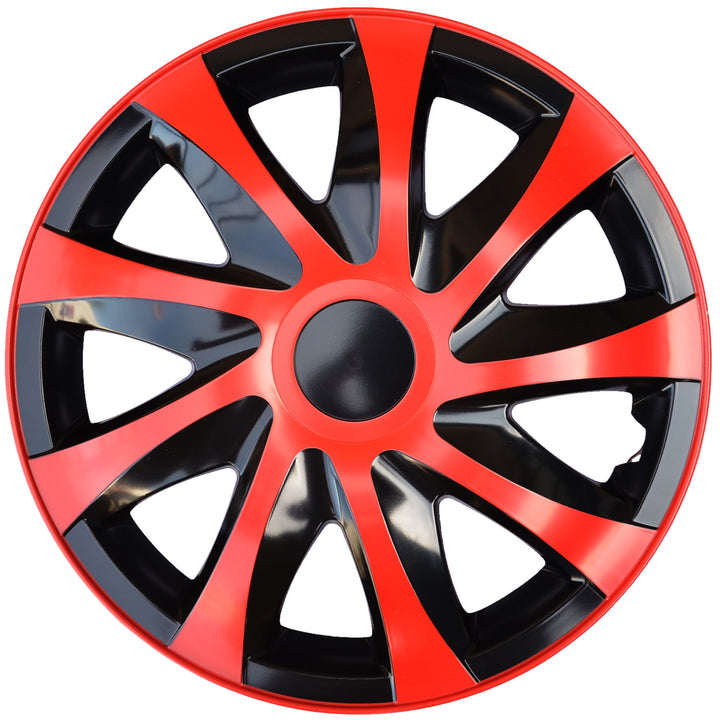 Conjunto de calotas DRACO 13" vermelhas e pretas 4 peças para FIAT SEICENTO PANDA PUNTO