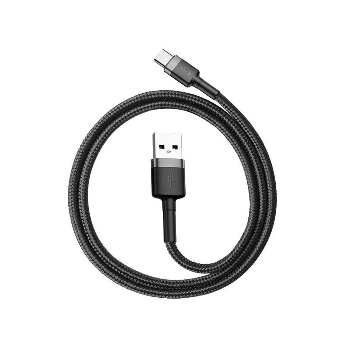 Conector USB A - Conector USB Tipo-C Cable BASEUS de 2 m CATKLF-CG1 Gris+Negro