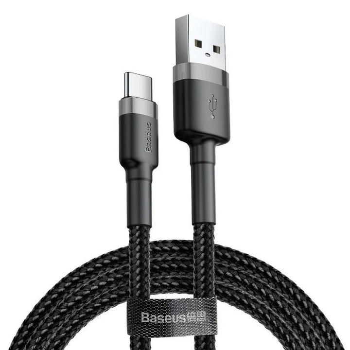 Conector USB A - Conector USB Tipo-C Cable BASEUS de 2 m CATKLF-CG1 Gris+Negro