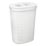 Cesto de roupa oval com tampa, cesto de armazenamento para roupa suja 61L (branco)