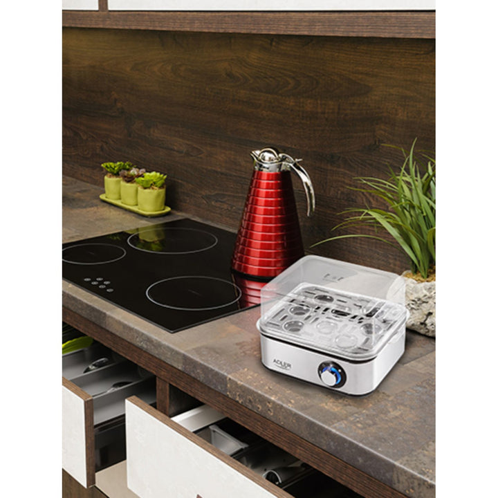 Fogão elétrico para ovos para 8 ovos, aço inoxidável, configuração de cozimento 500W Adler AD4486