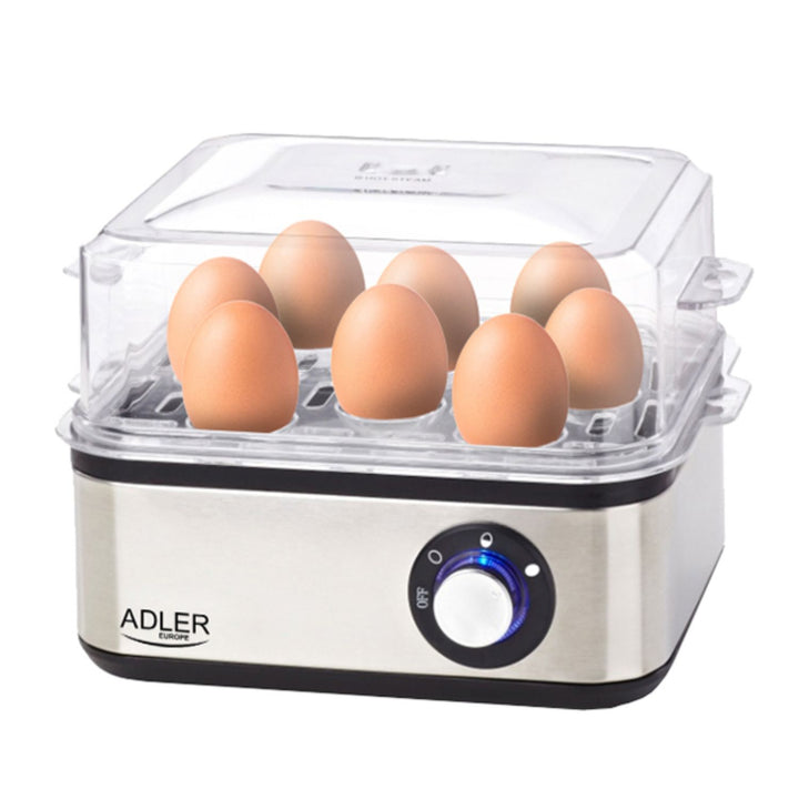 Fogão elétrico para ovos para 8 ovos, aço inoxidável, configuração de cozimento 500W Adler AD4486