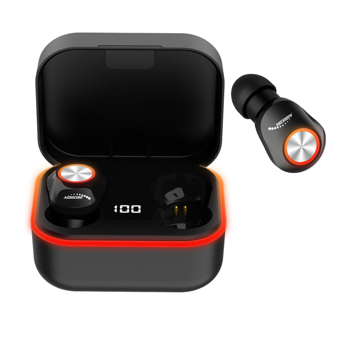 Fones de ouvido intra-auriculares TWS Bluetooth com estação de carregamento e microfone integrado, tecnologia Touch, fones de ouvido sem fio, caixa de carregamento, True Wireless Stereo BT5.1 com tela, preto