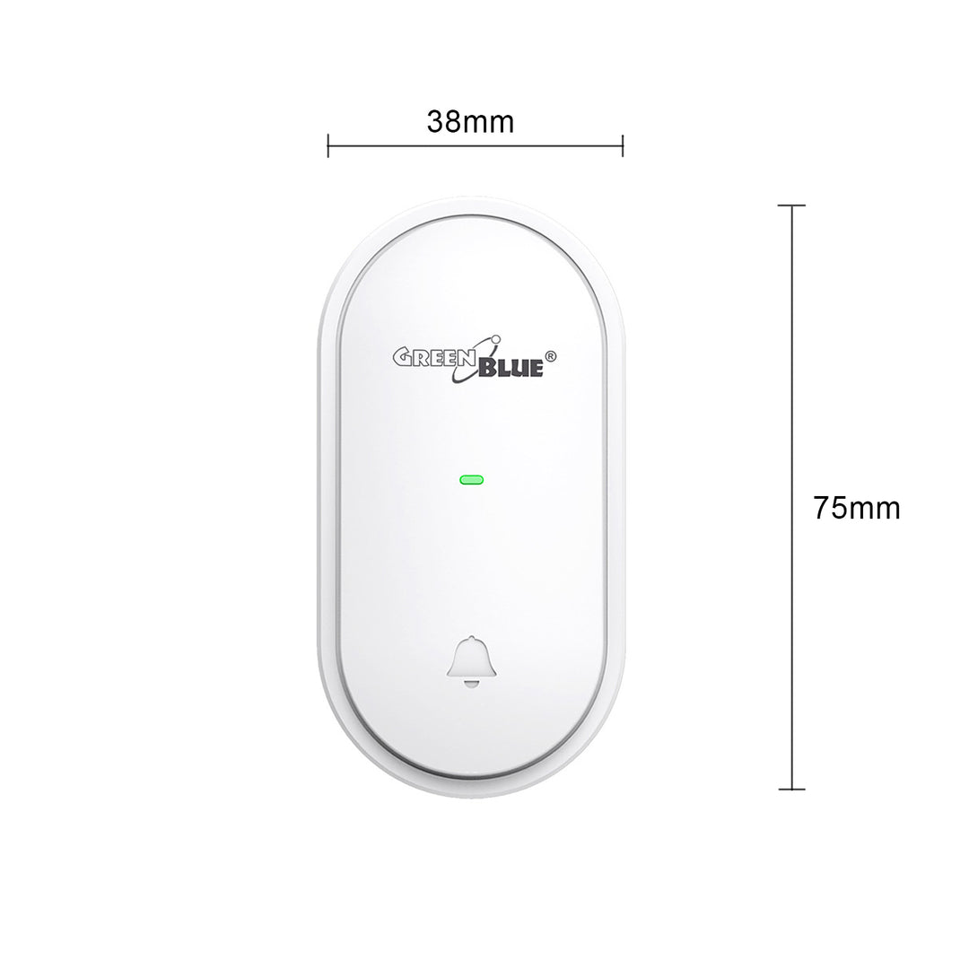 Botón transmisor cinético GreenBlue, compatible con timbre GB210, sin batería, blanco, GB348