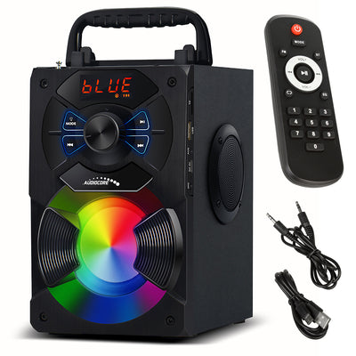 Audiocore AC730 Alto-falante Bluetooth portátil / rádio / SD / MMC / entrada auxiliar / USB / iluminação / controle remoto / antena telescópica / conexão de microfone
