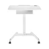 Mesa para laptop ajustável em altura com rodas e gaveta ajustável em altura até um máximo de 113 cm e um máximo de 8 kg (branco)
