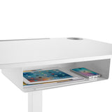 Mesa para laptop ajustável em altura com rodas e gaveta ajustável em altura até um máximo de 113 cm e um máximo de 8 kg (branco)