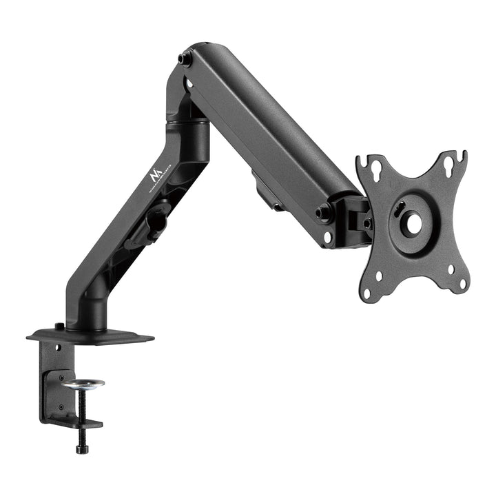 Braço para monitor Maclean de 1 baía com mola a gás, 17"-27", suporte de mesa giratório e inclinado, VESA 75x75, 100x100, até 7 kg