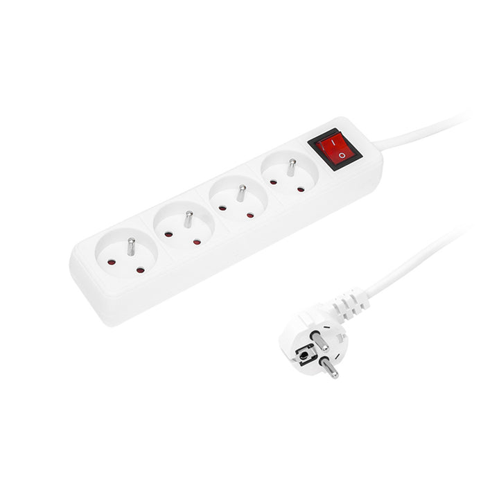 Cable alargador con 4 tomas con toma de tierra e interruptor de 1,5 m blanco PR-470wsp 3x1,5 mm Blow