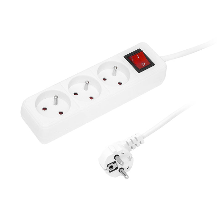 Cable alargador de 3 tomas con interruptor de 1,5 m blanco PR-370wsp 3x1,5 mm Blow
