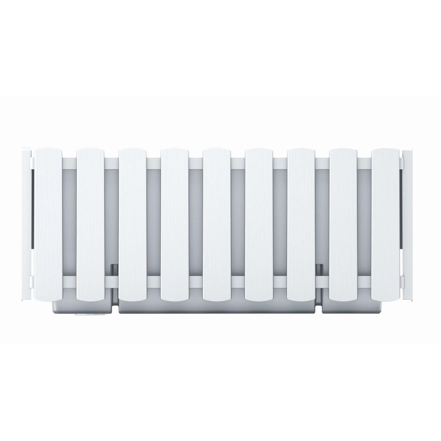 Prosperplast Boardee Fencycase Caixa de flores Varanda Vaso de flores plantador para uso interno e externo 38 cm branco