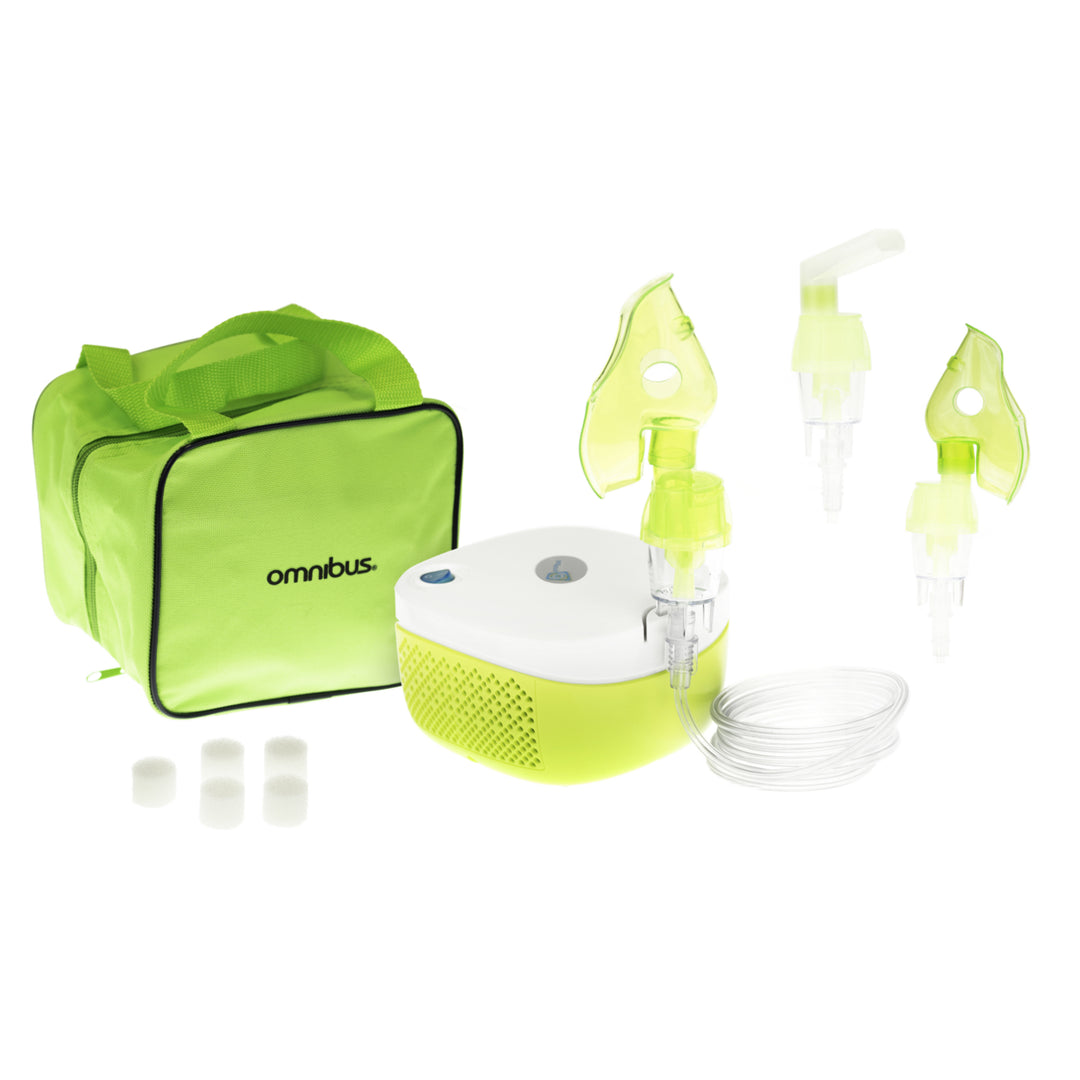 Juego de inhalador eléctrico para niños y adultos, nebulizador, máscara perfilada de inhalación para adultos y niños Omnibus Nubi BR-CN195