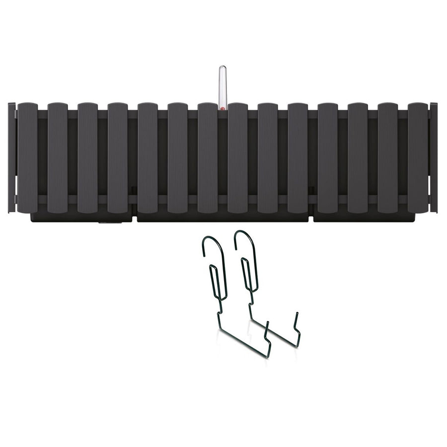 Caja de balcón con suspensión y sistema de riego maceta de flores maceta con ganchos caja de plantas 58cm antracita Boardee Fencycase