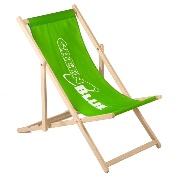 Espreguiçadeira clássica de madeira de faia GreenBlue GB183 com sua própria impressão, gráficos, logotipo, espreguiçadeira publicitária