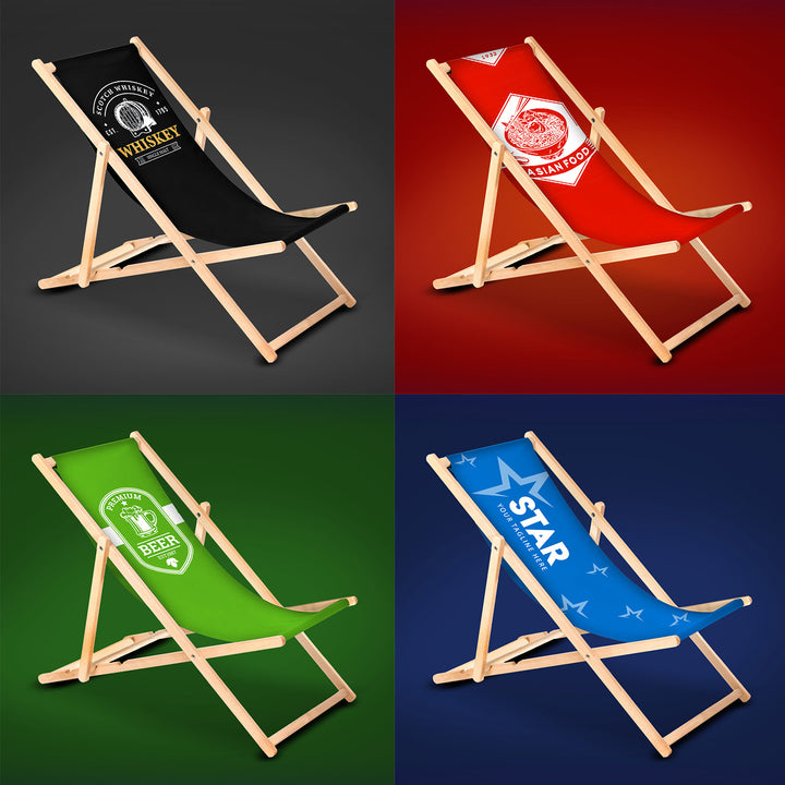 Espreguiçadeira clássica de madeira de faia GreenBlue GB183 com sua própria impressão, gráficos, logotipo, espreguiçadeira publicitária